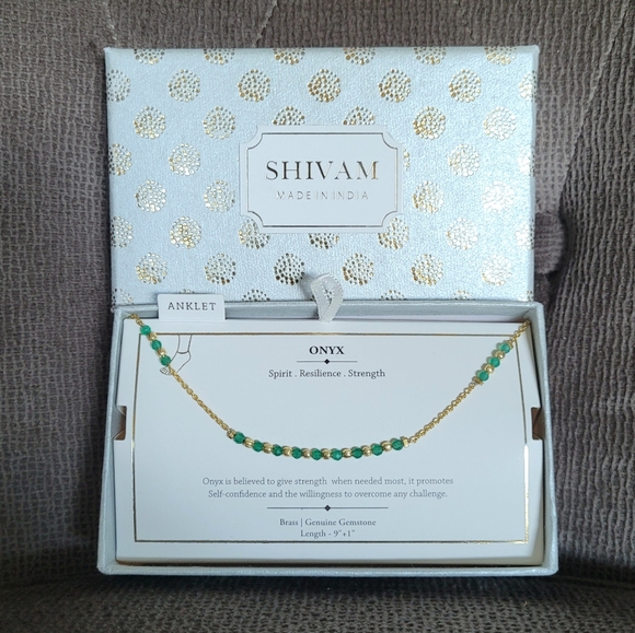 Shivam Green💚 Onyx Bead Anklet - Picture 1 of 15